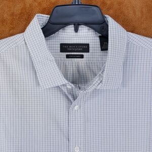 BLOOMINGDALES Mens Shirt XXL Green Grid Check Button Up Business Workwear Plaid